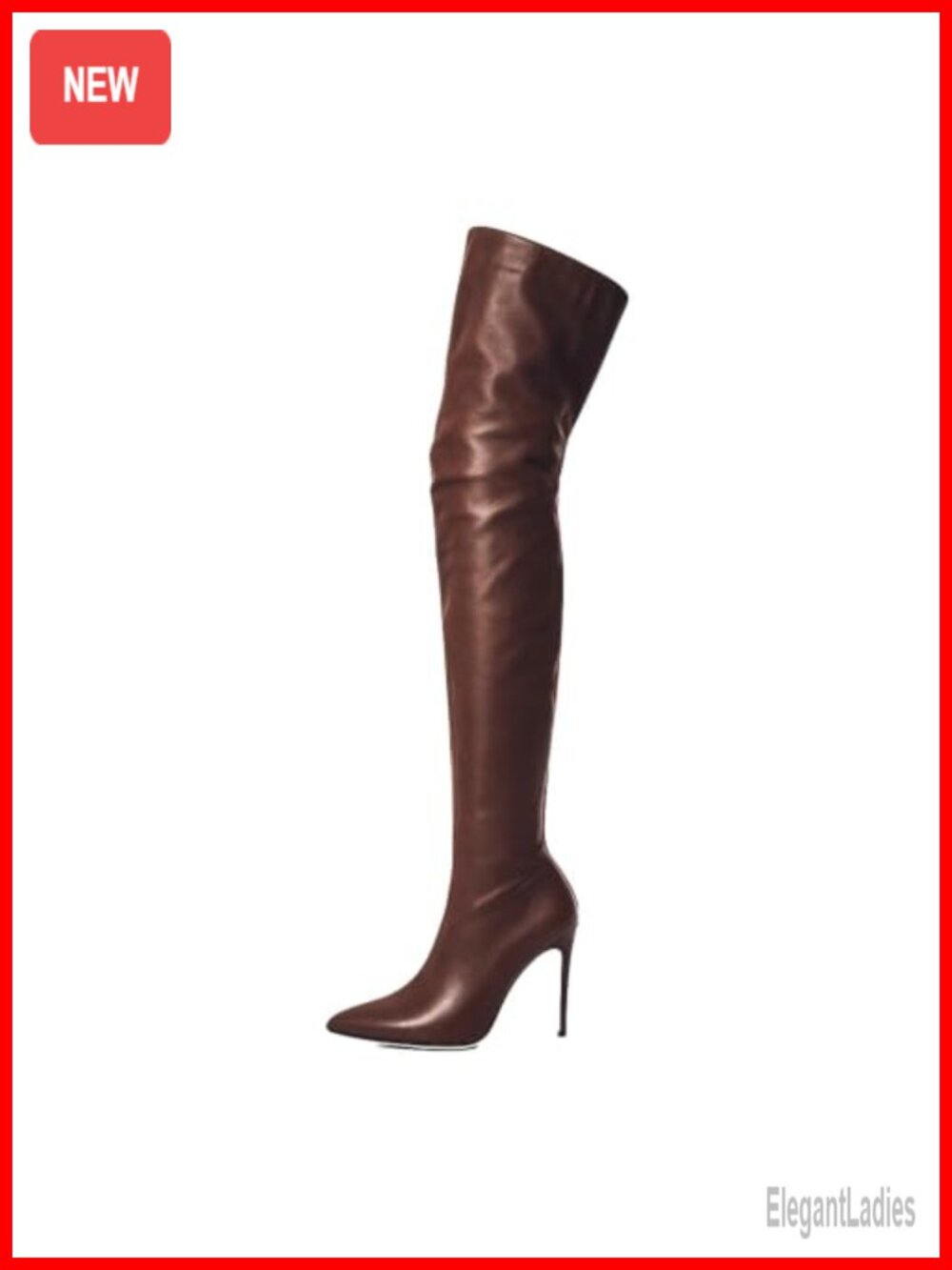Faux Leather Pointed Toe Over the Knee High Heel Boots